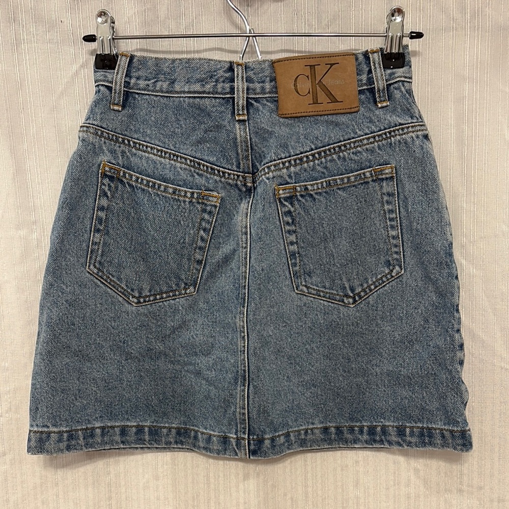 Calvin Klein Denim Mini Pencil Skirt - Picture 5 of 7